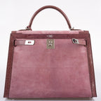 Hermes Unique HSS Kelly 32 Sellier Rose Indienne Doblis Suede & Mauve Lizard with Palladium Hardware - 2012, N Square