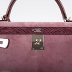 Hermes Unique HSS Kelly 32 Sellier Rose Indienne Doblis Suede & Mauve Lizard with Palladium Hardware - 2012, N Square