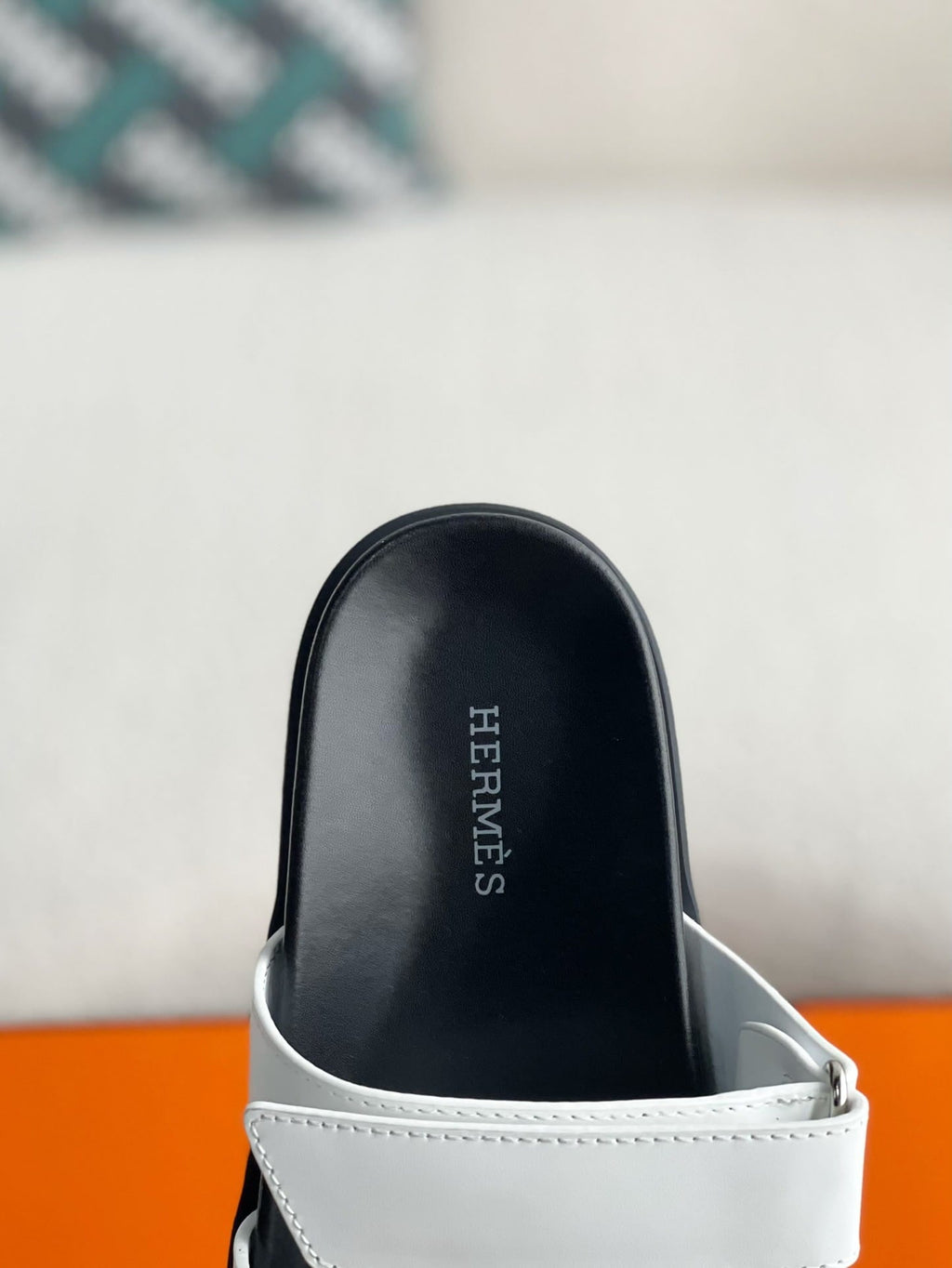 Hermès White Calfskin Women's Chypre Sandals