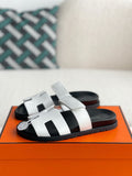 Hermès White Calfskin Women's Chypre Sandals