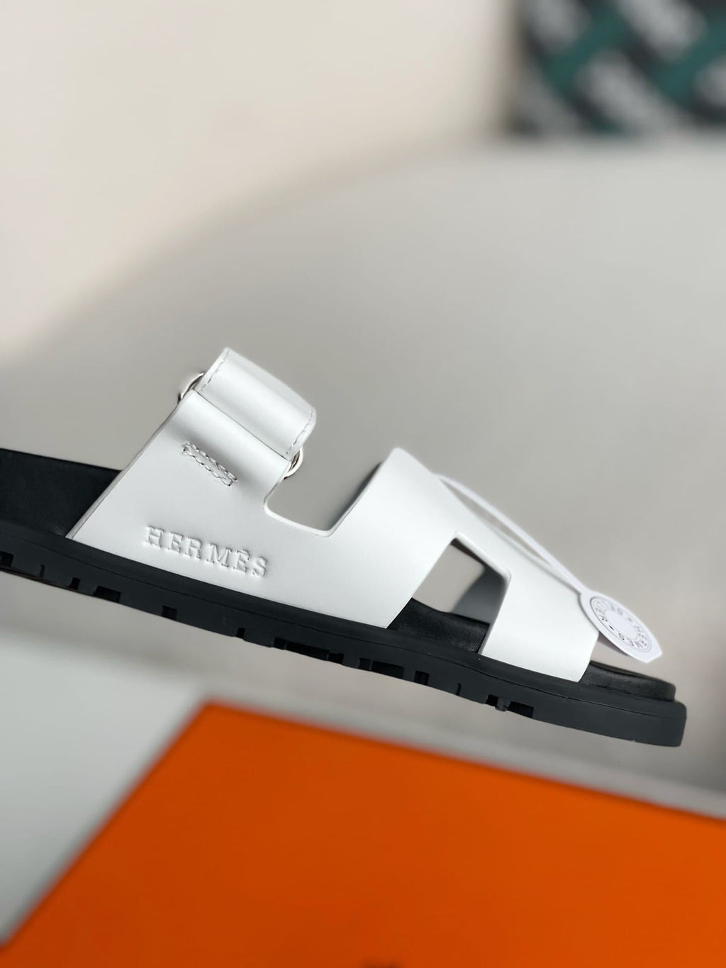 Hermès White Calfskin Women's Chypre Sandals
