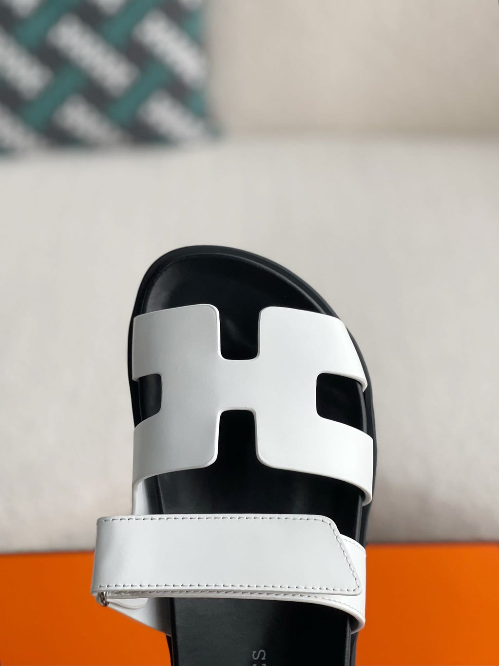 Hermès White Calfskin Women's Chypre Sandals
