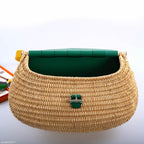 Hermes Wicker Fish Basket Crossbody, Vert Vertigo Swift with Palladium Hardware