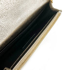 Saint Laurent Monogram Envelope Chain Wallet Metallic Silver Calfskin Leather Shoulder Bag