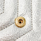 Saint Laurent Chain Wallet Monogram Envelope Metallic Calfskin Matelasse Chevron Pale Gold Leather Shoulder Bag
