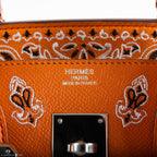 Jay Ahr Vintage 2013 Hermes Birkin 30 Orange Epsom Bandana Embroidery "Rio de Janeiro"