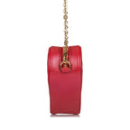 Louis Vuitton Red Lambskin Embossed Monogram Heart On Chain Crossbody