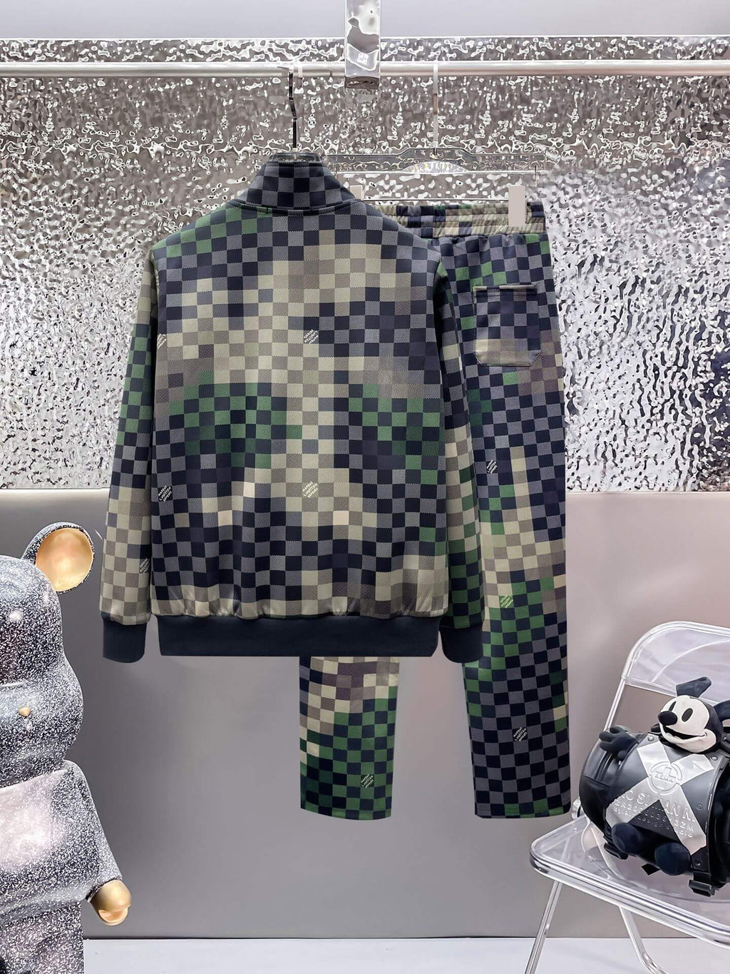 Louis Vuitton Damier Pop Technical Jersey Tracksuit Green Pixel