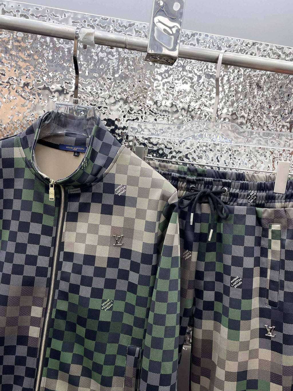 Louis Vuitton Damier Pop Technical Jersey Tracksuit Green Pixel