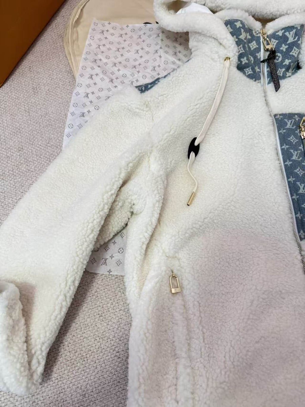 Louis Vuitton LV Beige Ski Monogram Accent Fleece Jacket