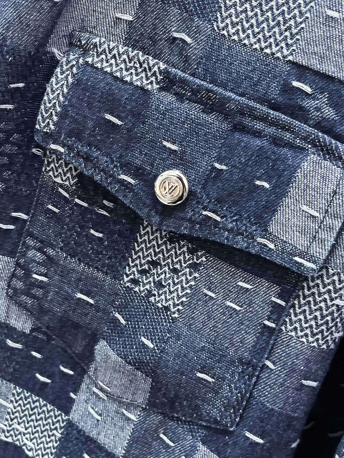 Louis Vuitton LV Damier Patchwork Denim Set - Short-Sleeved Button-Down Shirt & Shorts Co-ord Set
