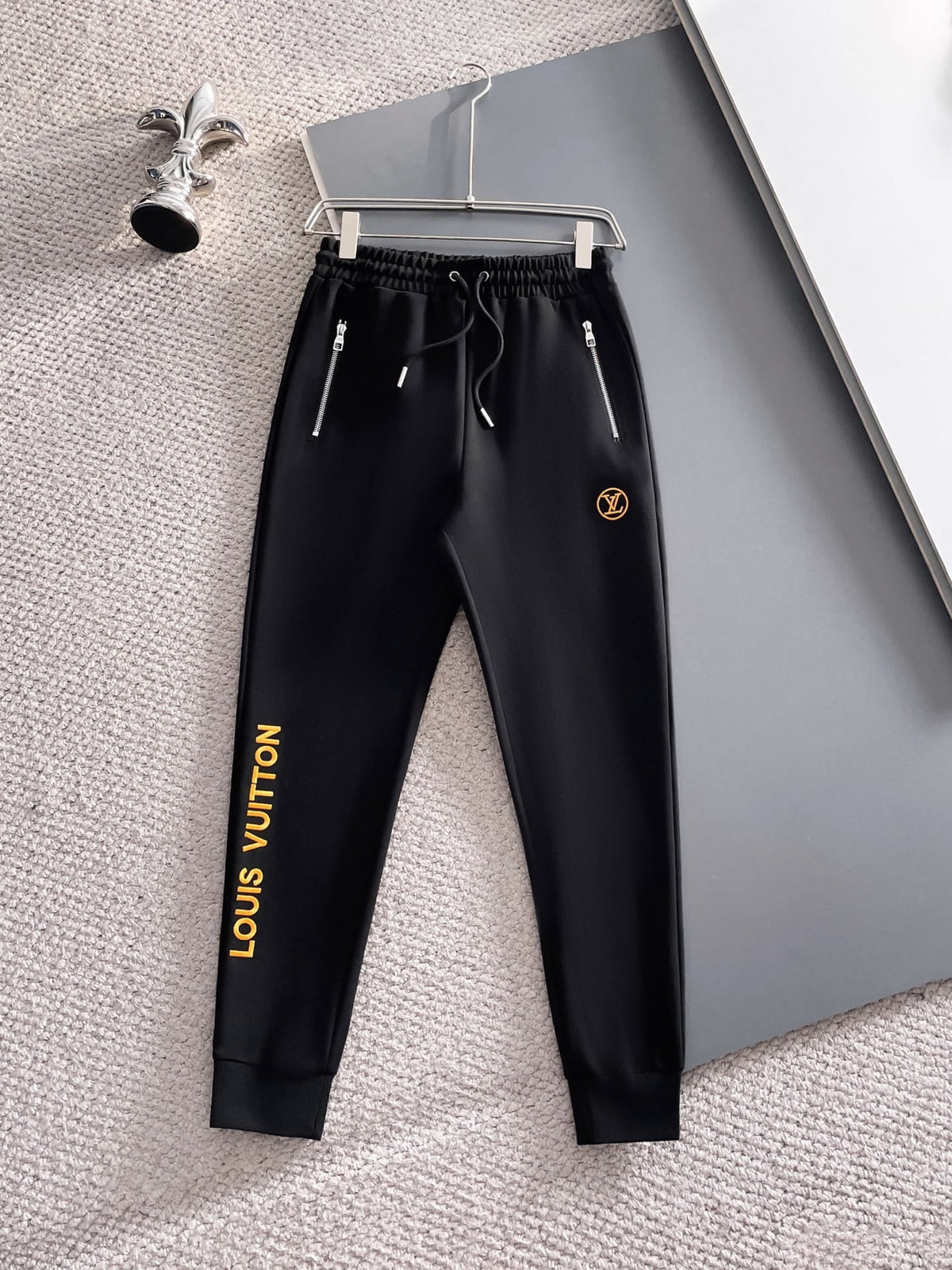 Louis Vuitton LV Embroidered Logo Tracksuit - Black & Yellow Technical Knit Jacket and Pants Set