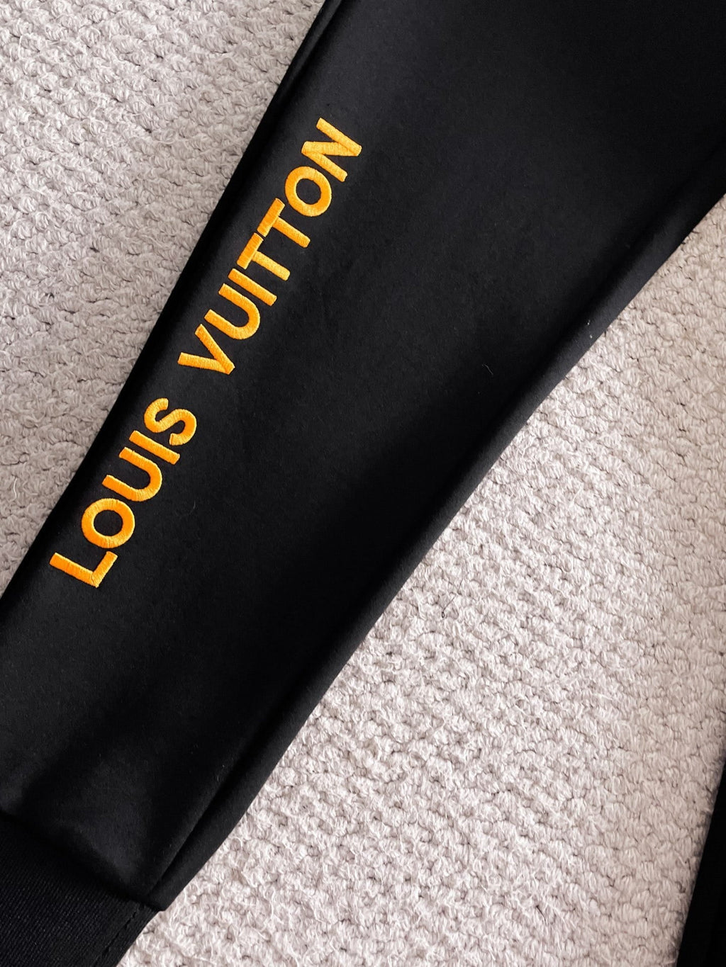 Louis Vuitton LV Embroidered Logo Tracksuit - Black & Yellow Technical Knit Jacket and Pants Set