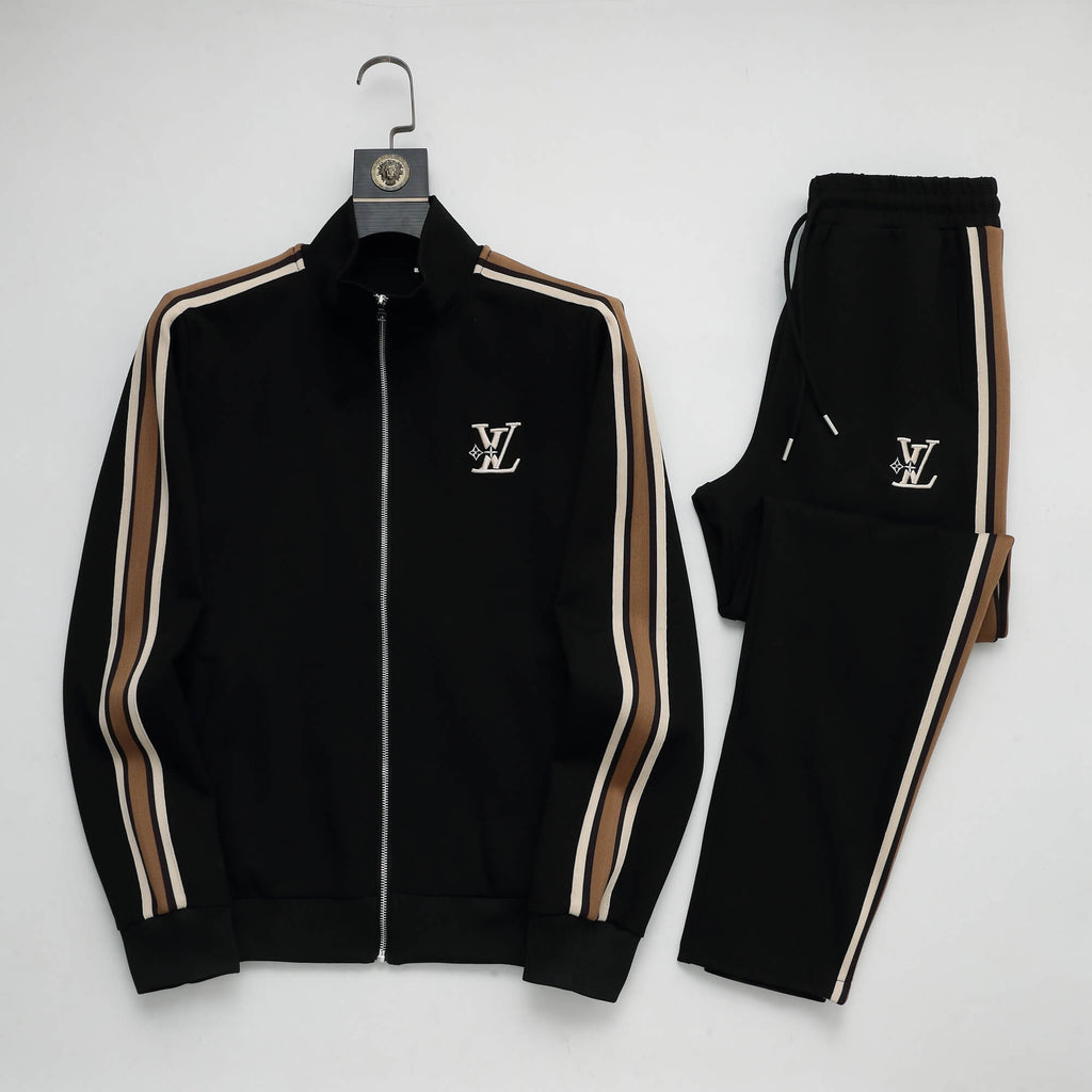 Louis Vuitton LV Embroidered Side Stripe Tracksuit Black Technical Jersey