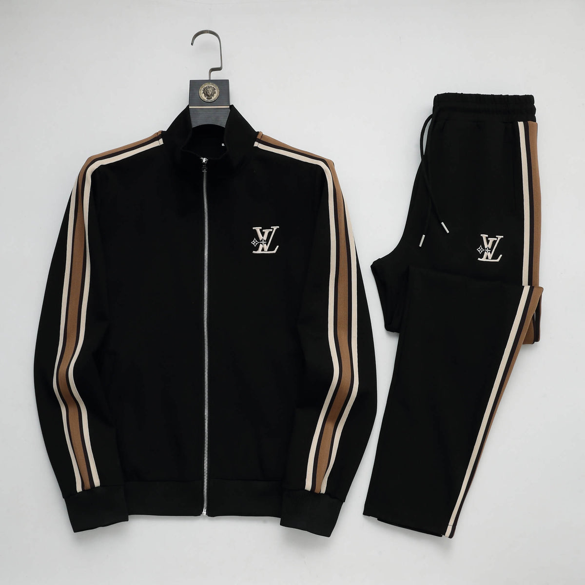 Louis Vuitton LV Embroidered Side Stripe Tracksuit Black Technical Jersey