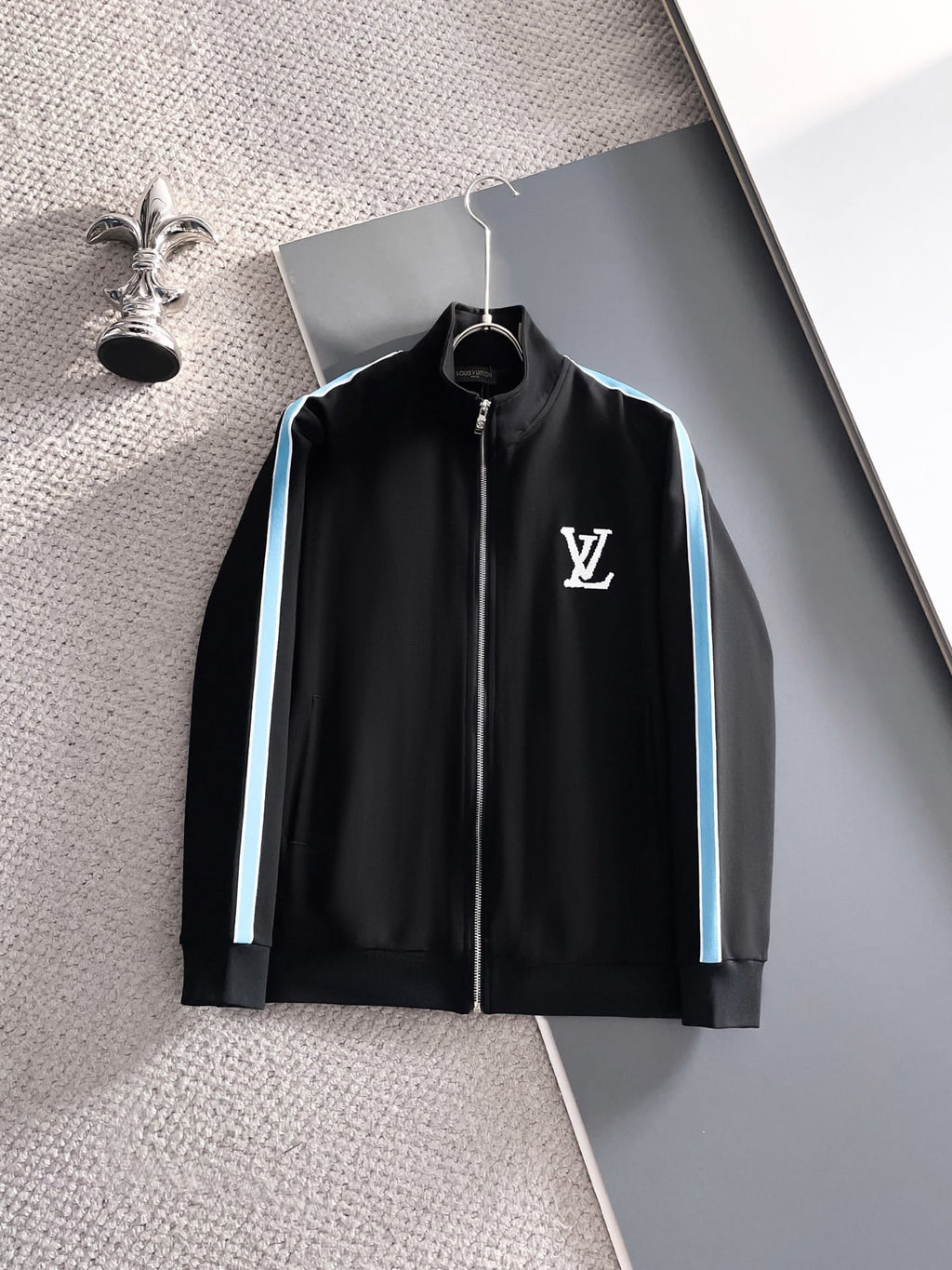 Louis Vuitton LV Men's Graphic Stripe Tracksuit - Black & Light Blue Monogram Knit Set