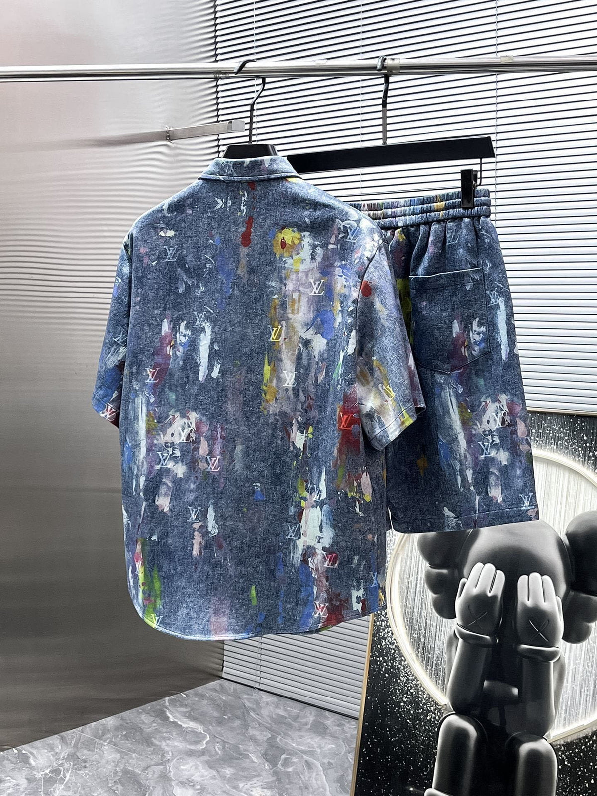 Louis Vuitton LV Monogram Paint Splatter Indigo Blue Denim Co-ord Set