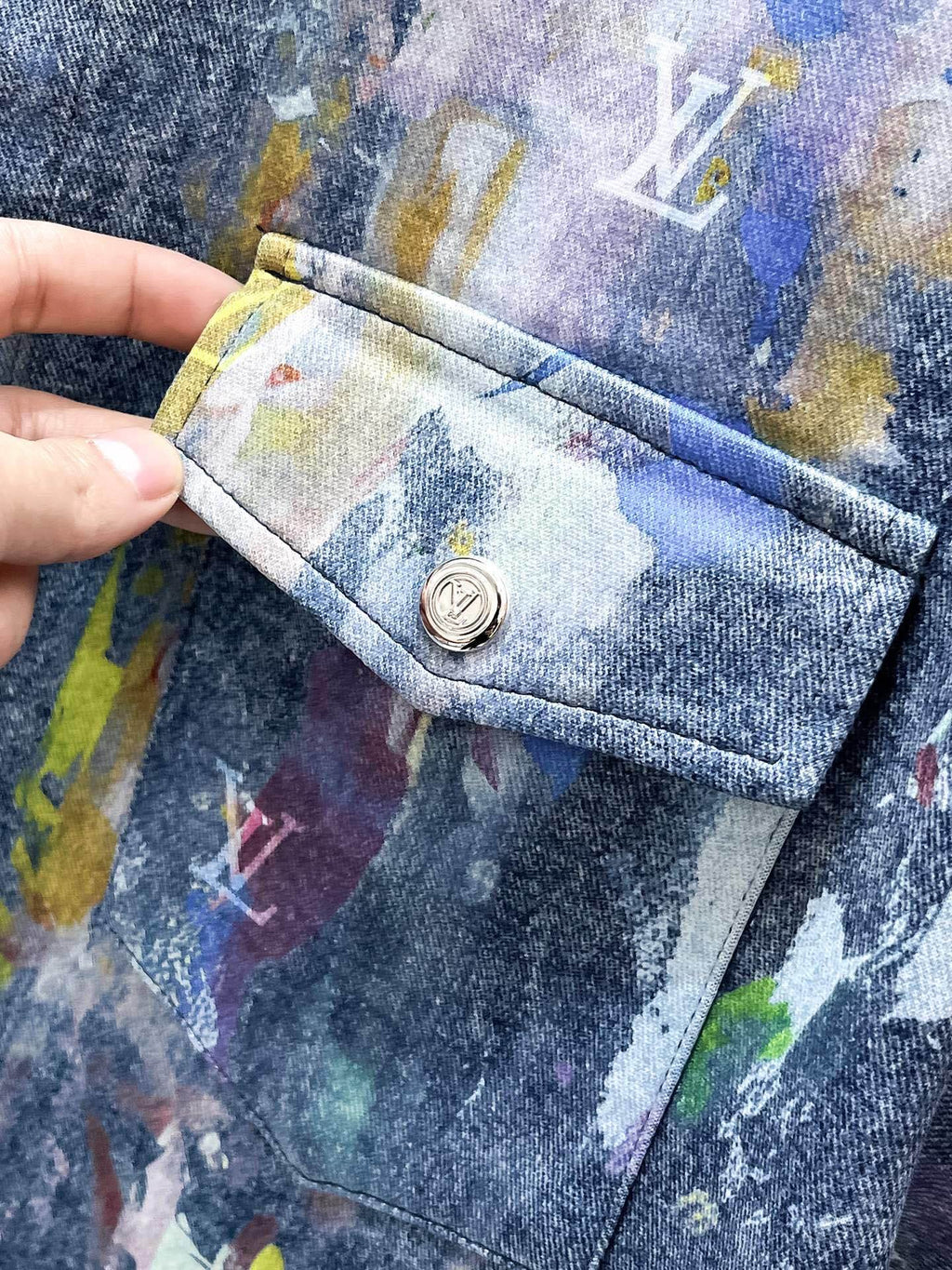 Louis Vuitton LV Monogram Paint Splatter Indigo Blue Denim Co-ord Set