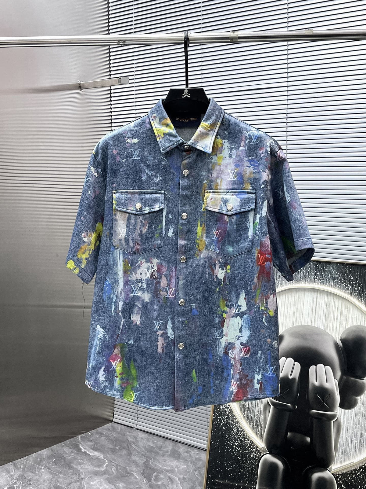 Louis Vuitton LV Monogram Paint Splatter Indigo Blue Denim Co-ord Set