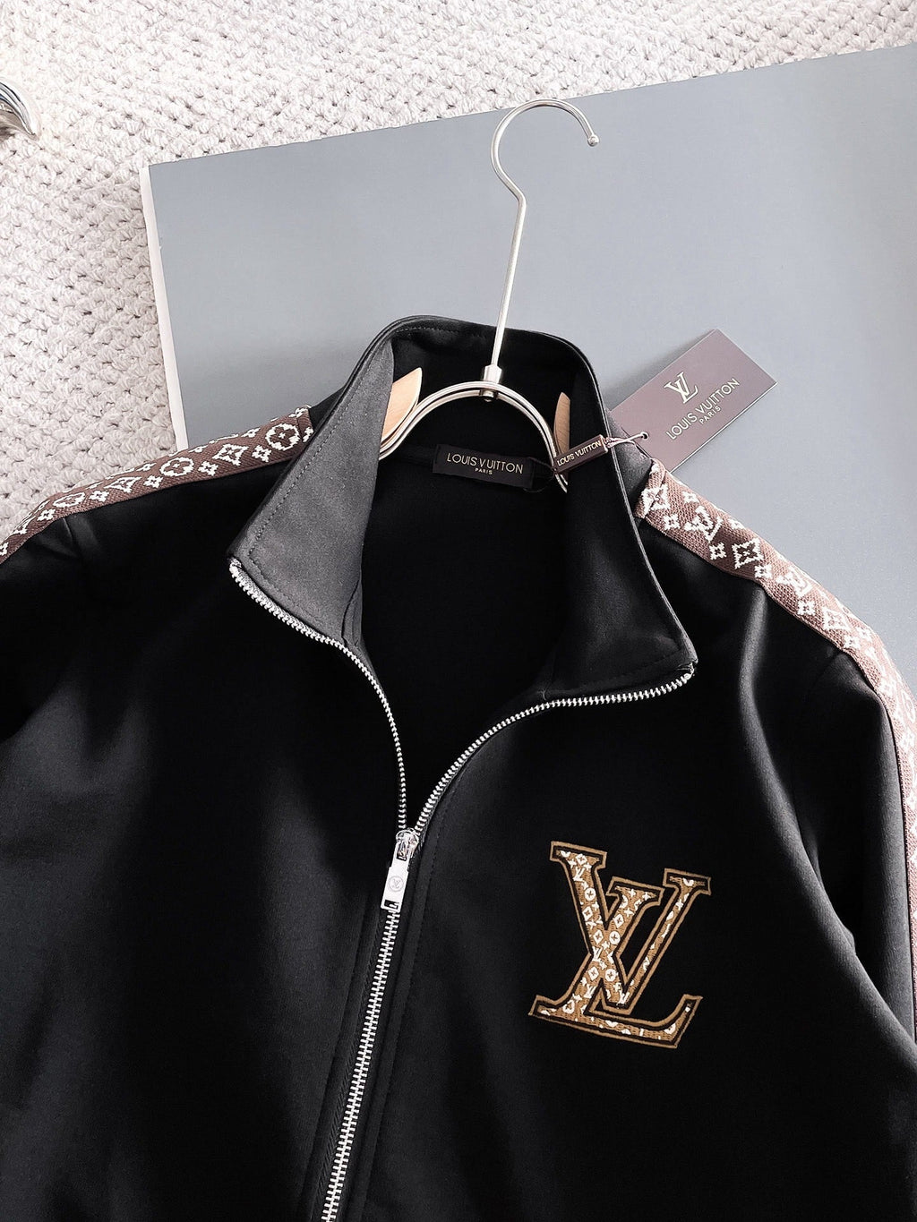 Louis Vuitton LV Monogram Side Stripe Tracksuit - Black Technical Knit Zip Jacket & Pants Set