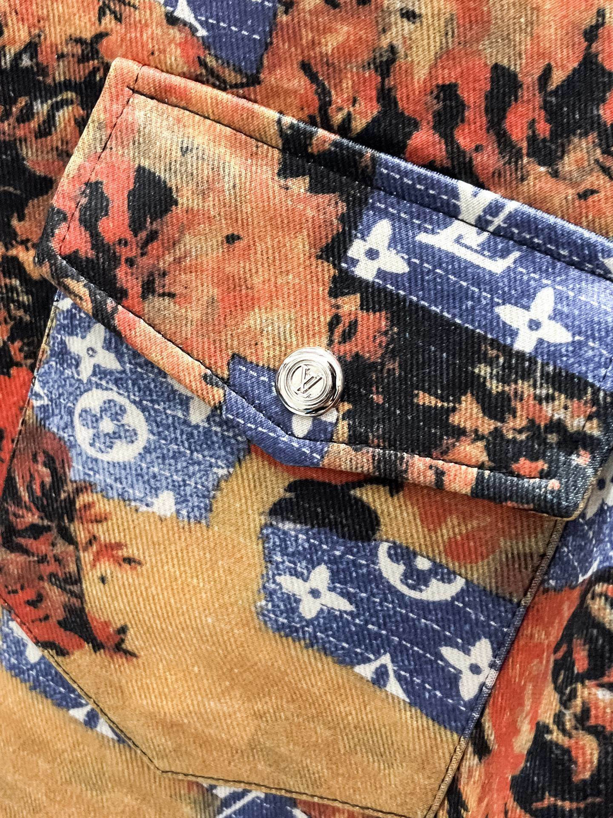 Louis Vuitton LV Monogram Tapestry Denim Short-Sleeved Shirt & Shorts Set