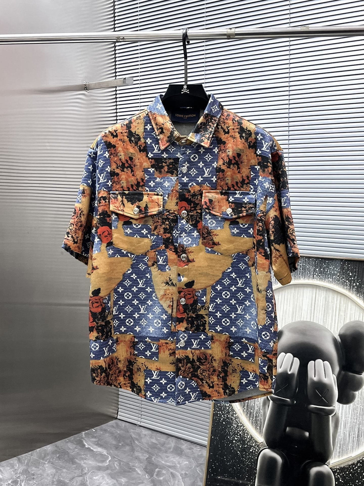 Louis Vuitton LV Monogram Tapestry Denim Short-Sleeved Shirt & Shorts Set