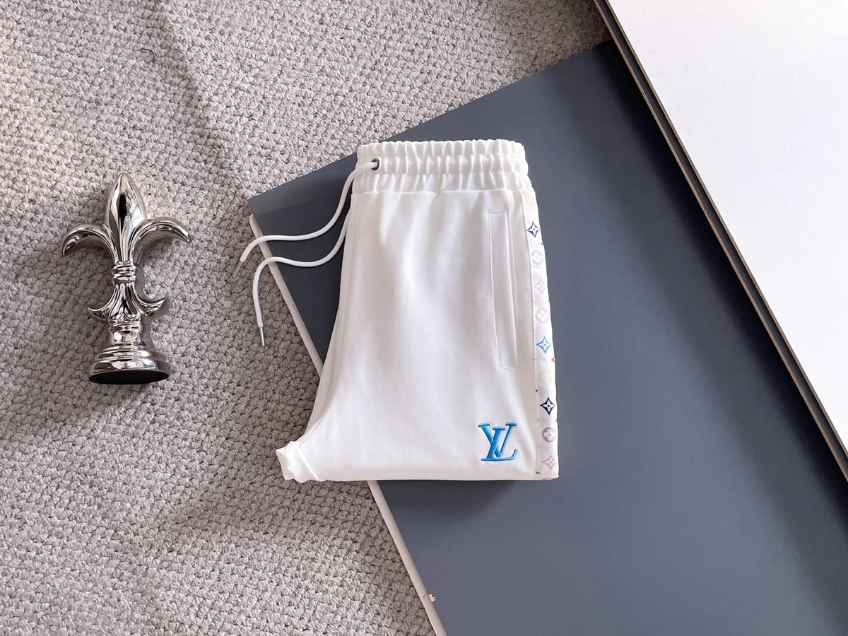 Louis Vuitton LV Multicolor Monogram Tracksuit - White Graphic Stripe Zip Hoodie Set