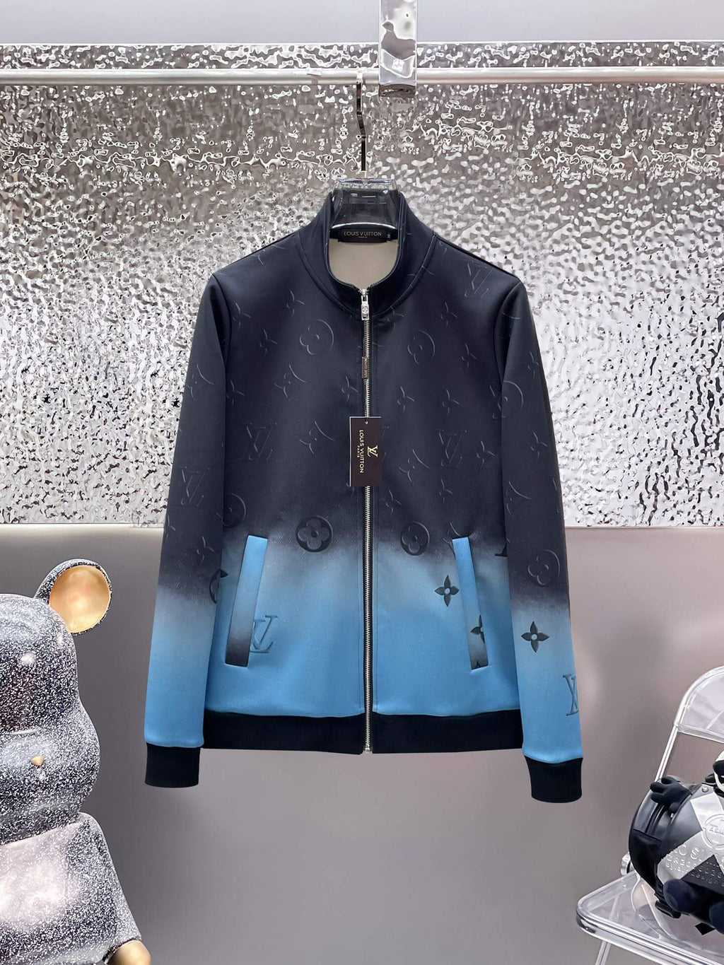 Louis Vuitton Monogram Gradient Embossed Tracksuit Blue Black