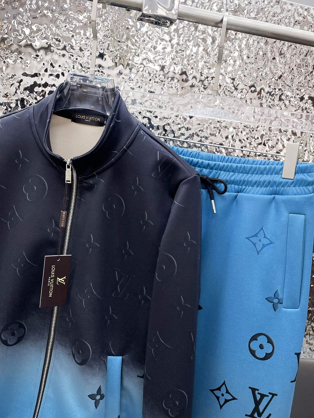 Louis Vuitton Monogram Gradient Embossed Tracksuit Blue Black