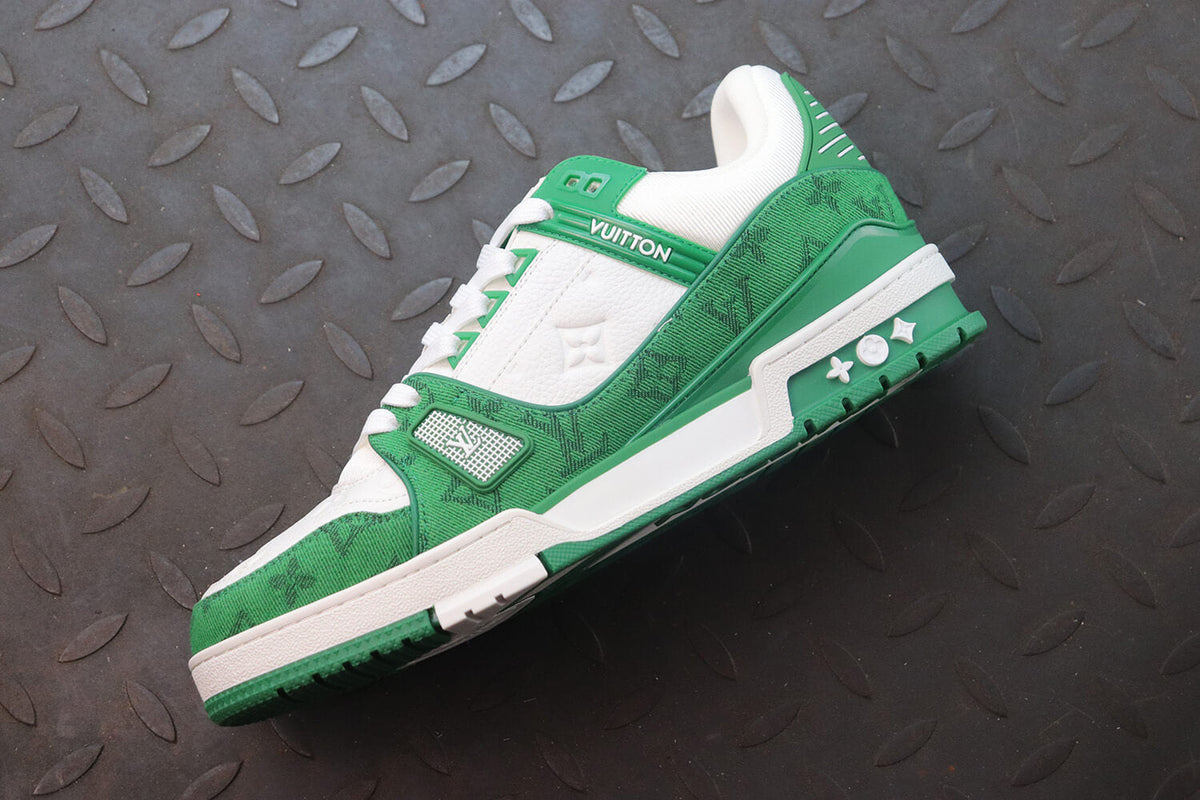 Louis Vuitton Monogram Trainer Green White Denim  Sneakers