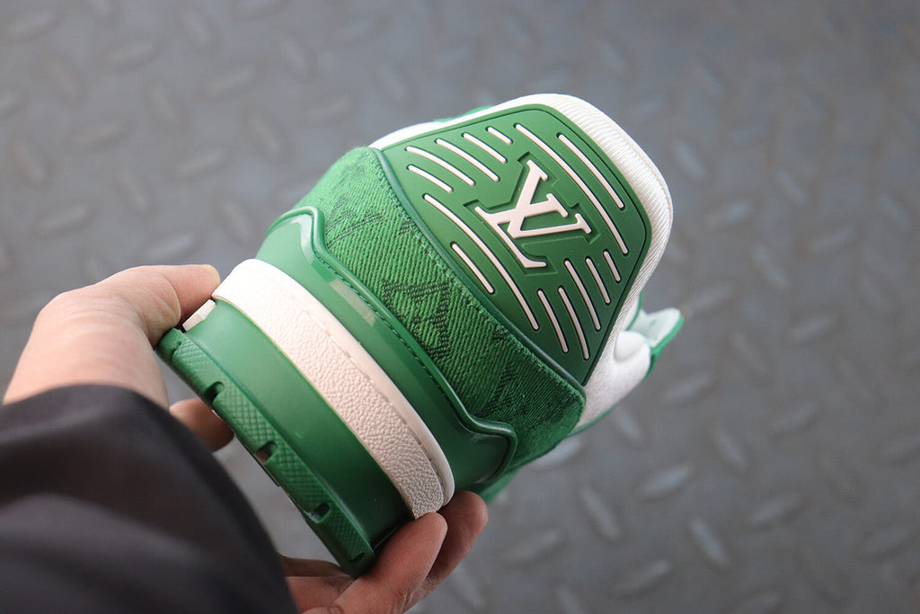 Louis Vuitton Monogram Trainer Green White Denim  Sneakers