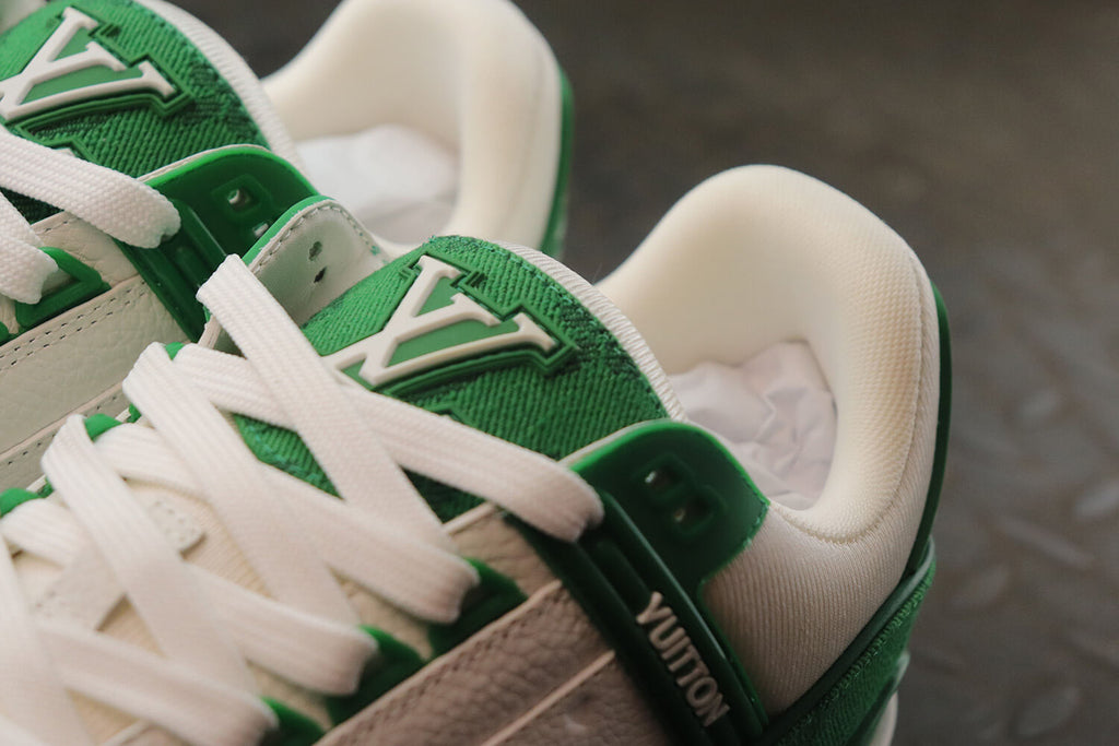 Louis Vuitton Monogram Trainer Green White Denim  Sneakers