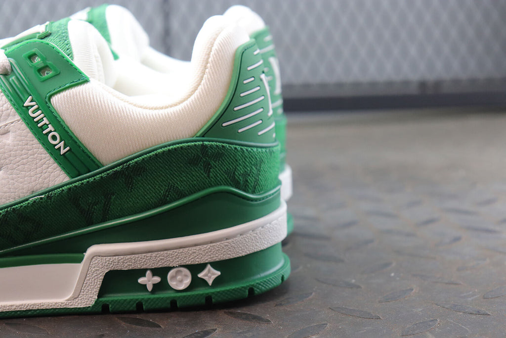 Louis Vuitton Monogram Trainer Green White Denim  Sneakers