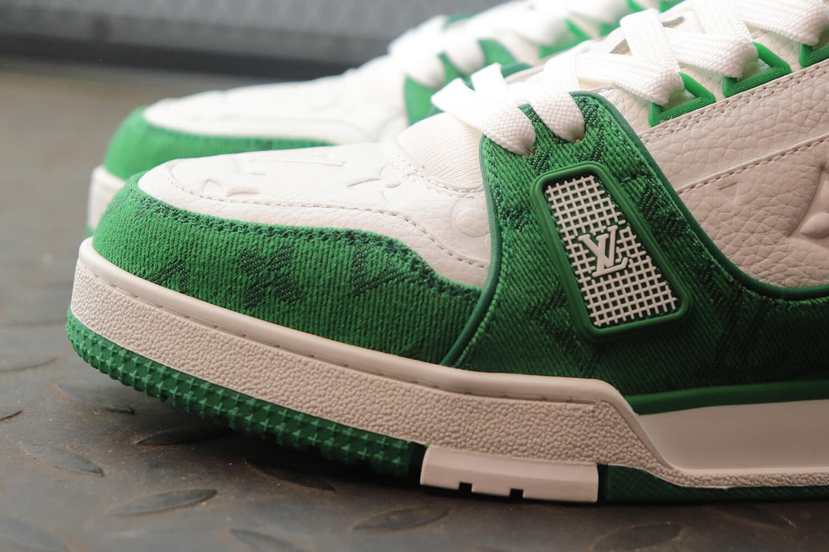 Louis Vuitton Monogram Trainer Green White Denim  Sneakers