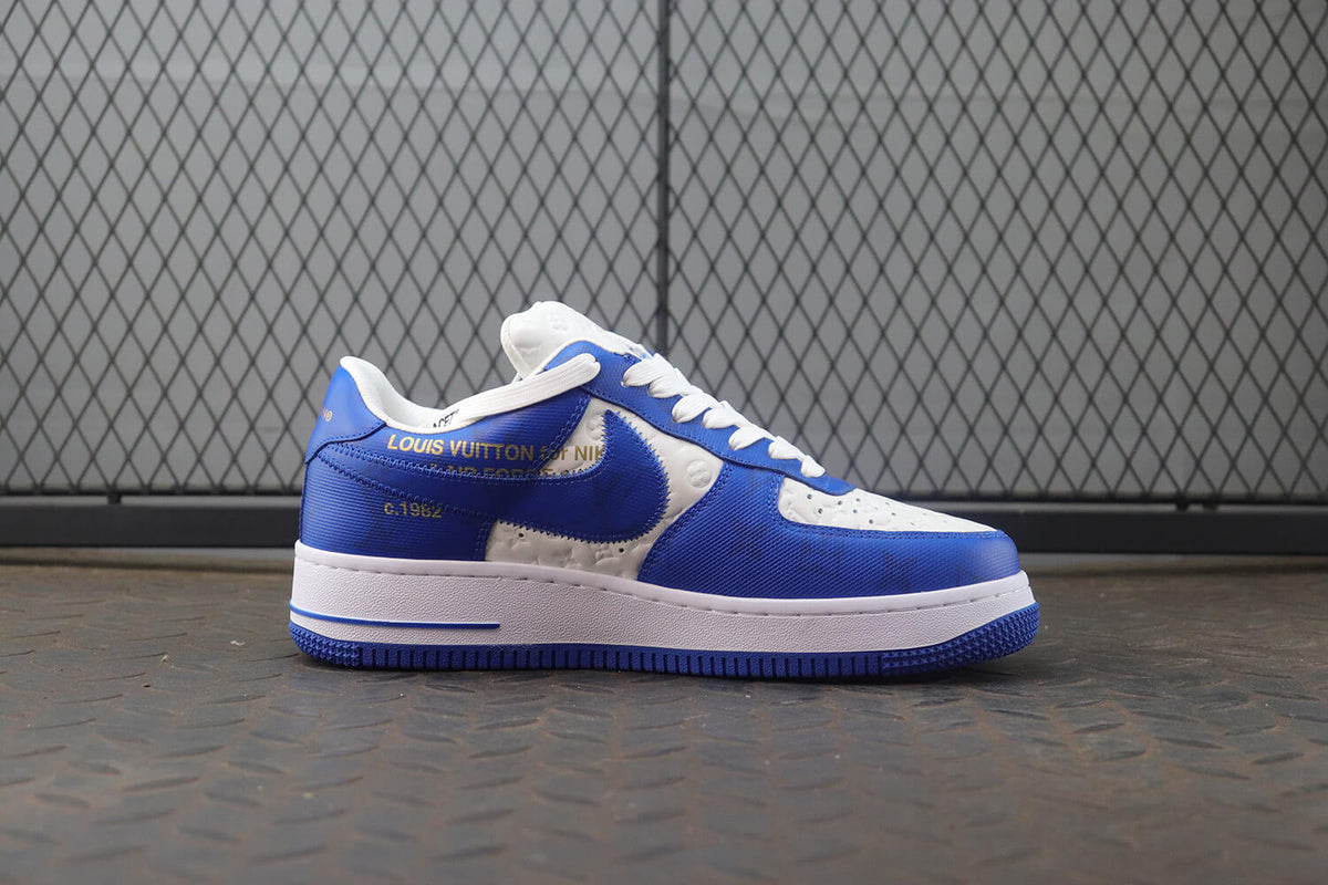 Louis Vuitton X Nike Air Force 1 Low Blue White Sneakers