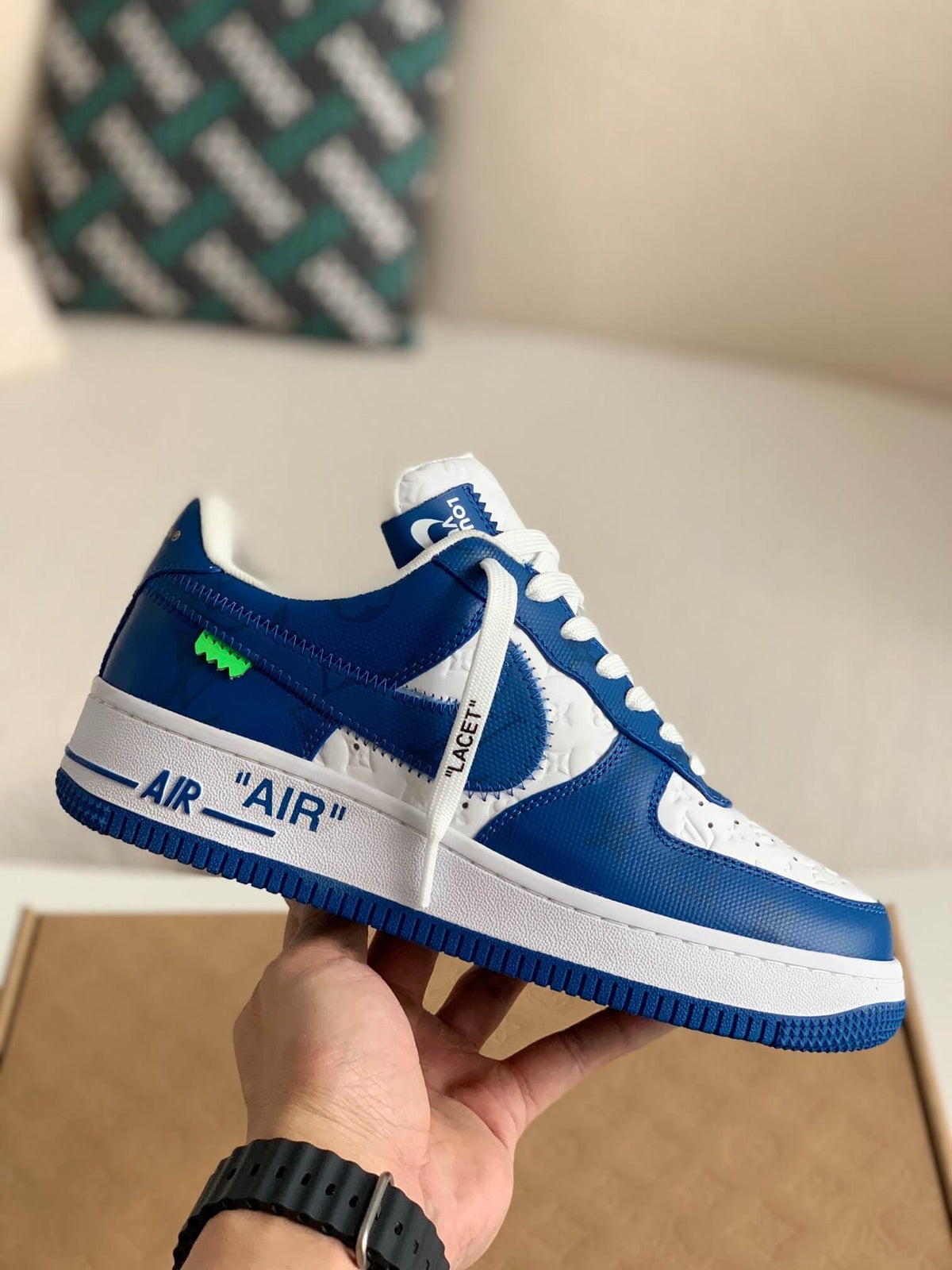 Louis Vuitton X Nike Air Force 1 Low Blue White Sneakers