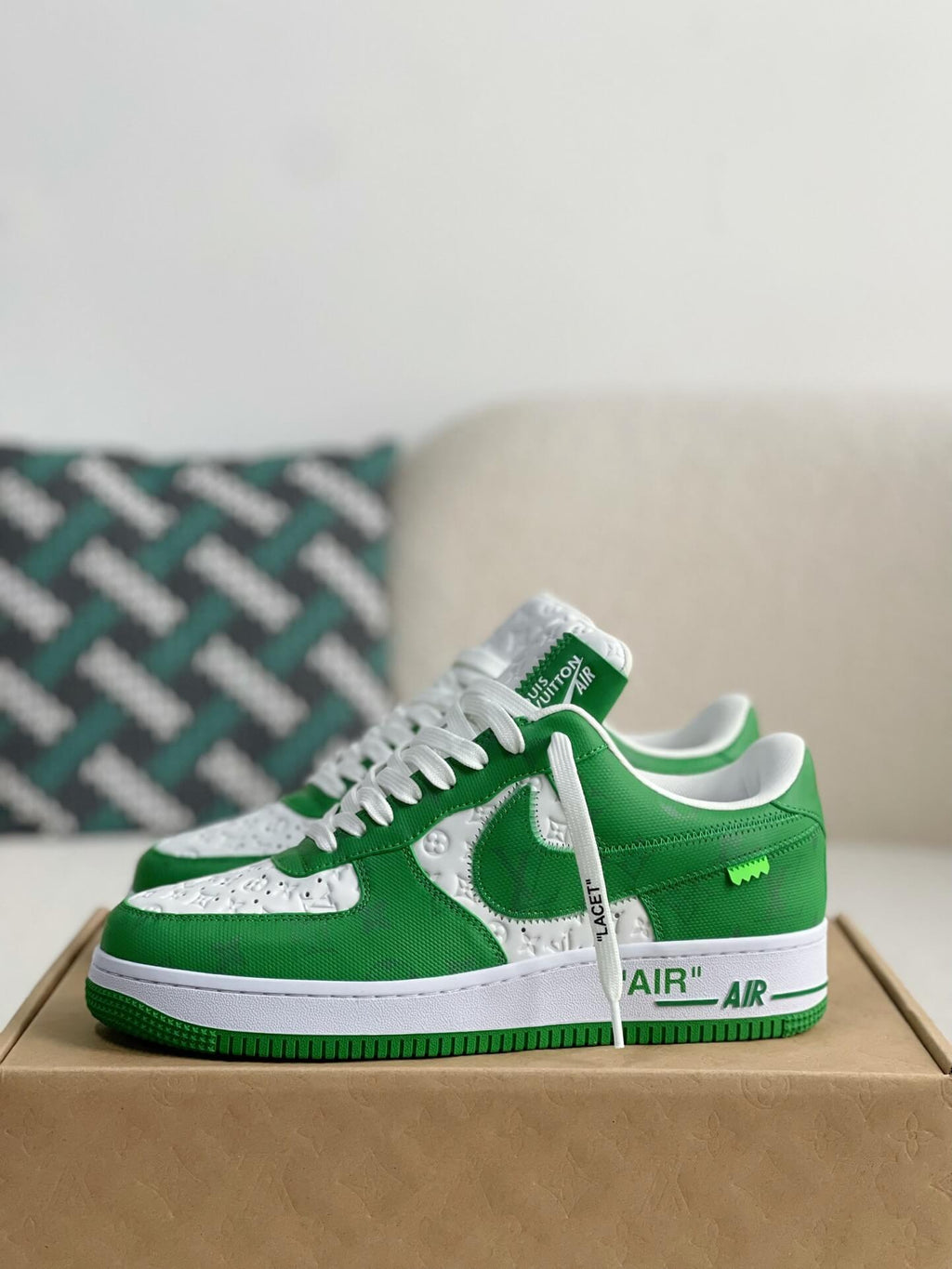 Louis Vuitton x Nike Air Force 1 Low Green White Monogram