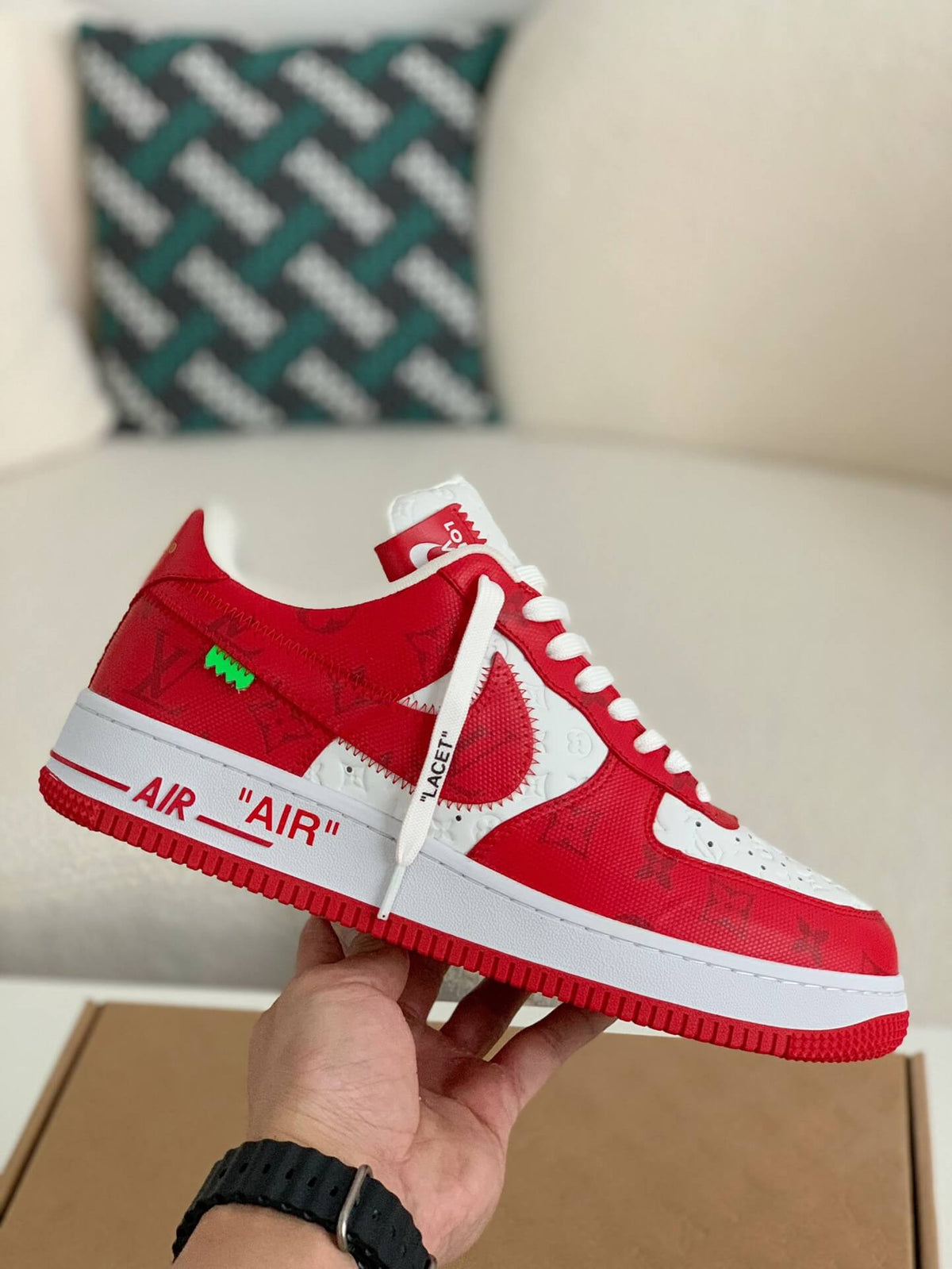 Louis Vuitton x Nike Air Force 1 Low Red White Monogram