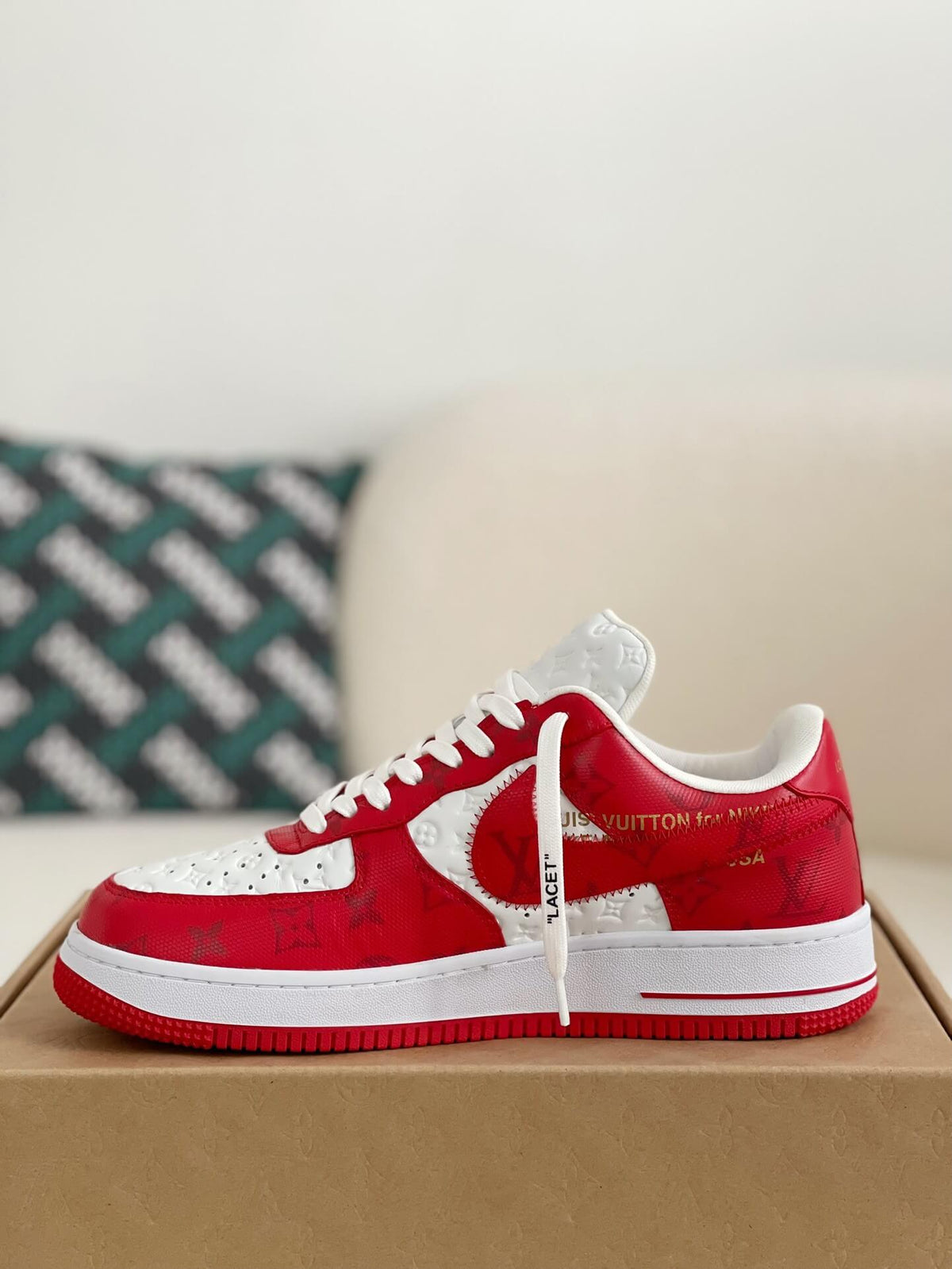 Louis Vuitton x Nike Air Force 1 Low Red White Monogram