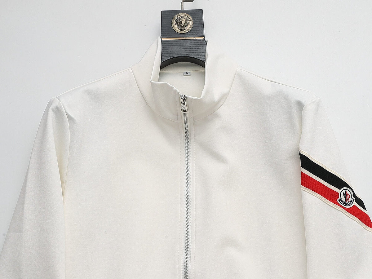 Moncler Tricolor Striped Patch Technical Tracksuit White