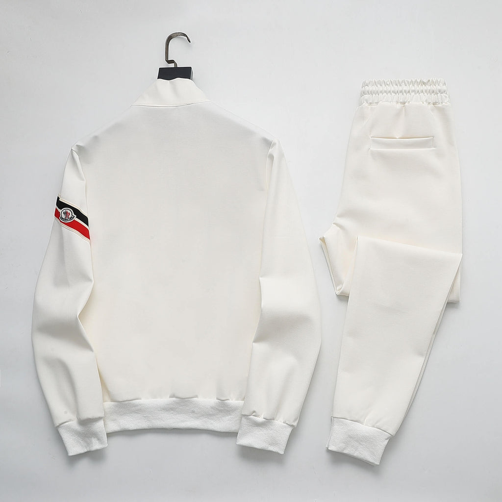 Moncler Tricolor Striped Patch Technical Tracksuit White
