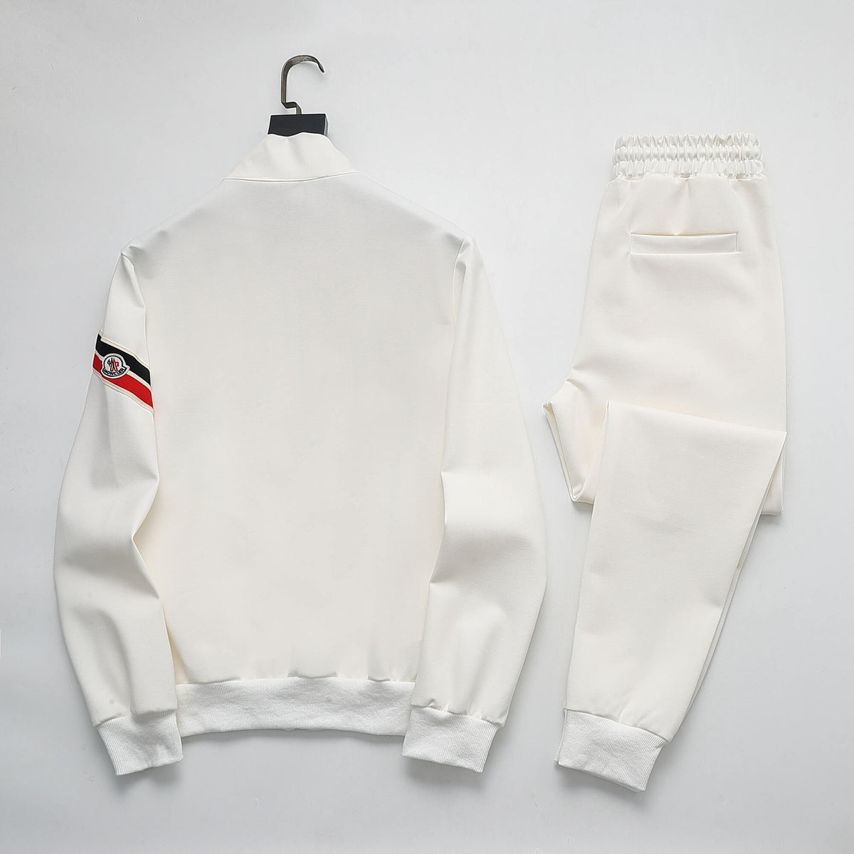 Moncler Tricolor Striped Patch Technical Tracksuit White