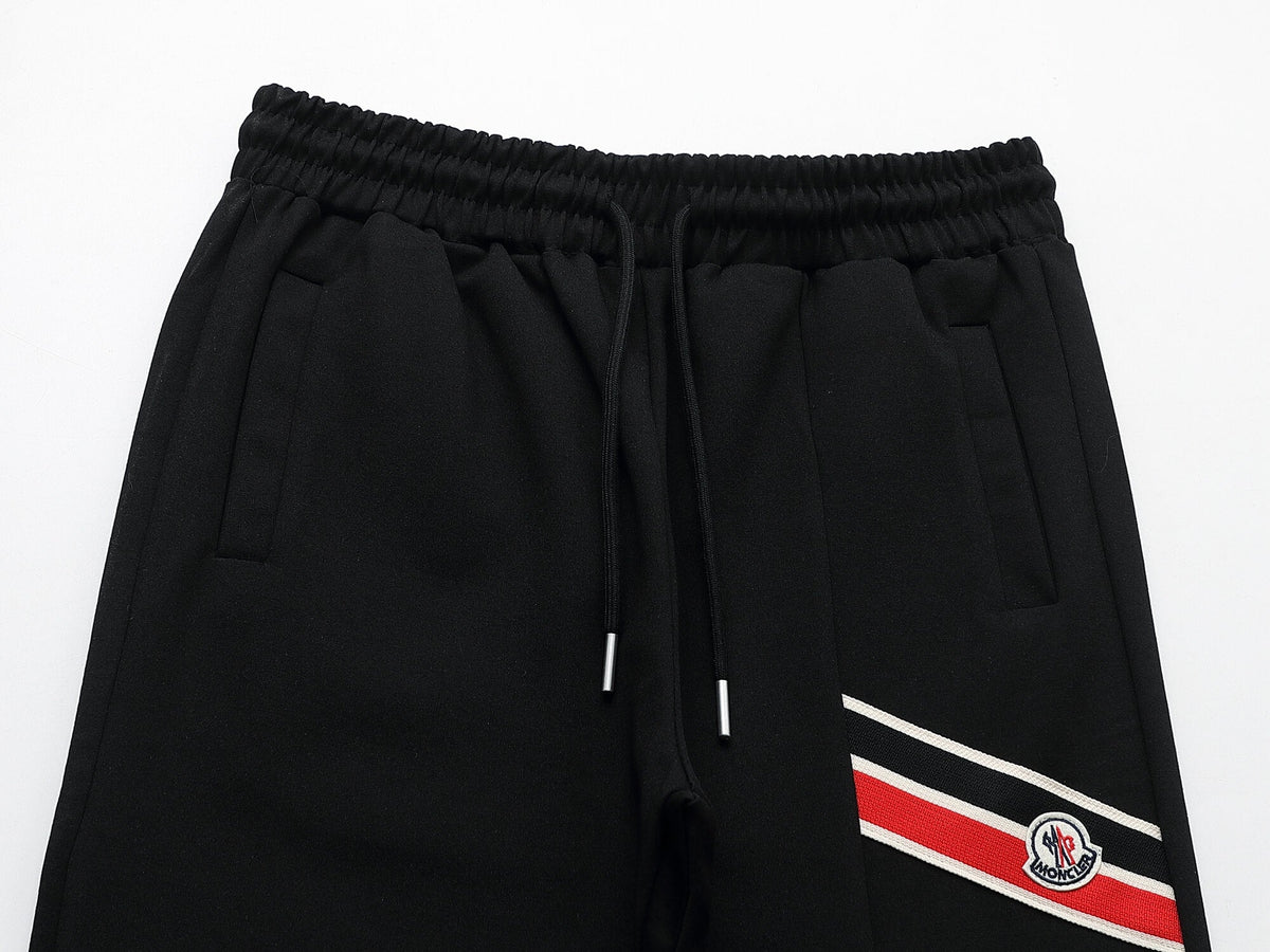 Moncler Tricolor Striped Patch Tracksuit Black Technical Jersey