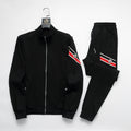 Moncler Tricolor Striped Patch Tracksuit Black Technical Jersey