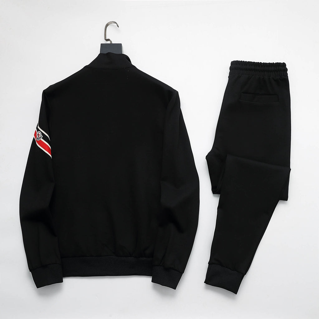Moncler Tricolor Striped Patch Tracksuit Black Technical Jersey
