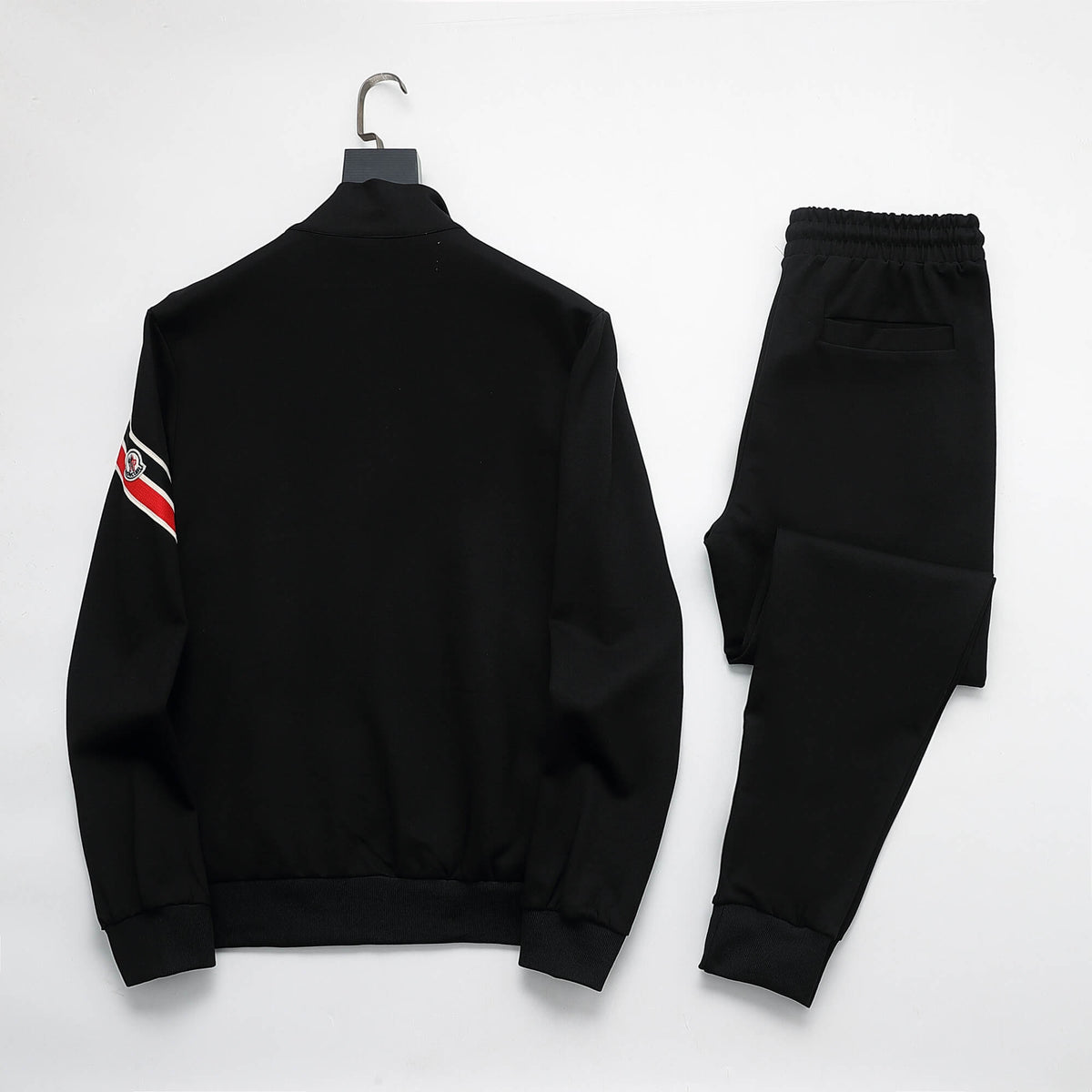 Moncler Tricolor Striped Patch Tracksuit Black Technical Jersey