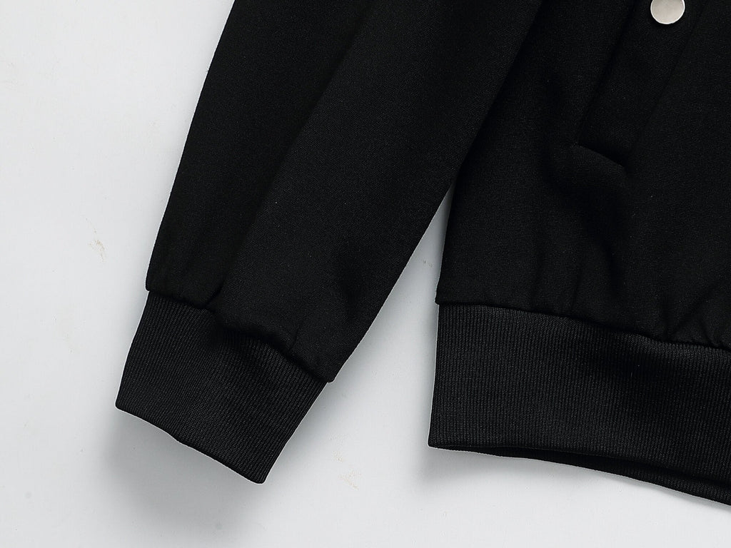 Moncler Tricolor Striped Patch Tracksuit Black Technical Jersey