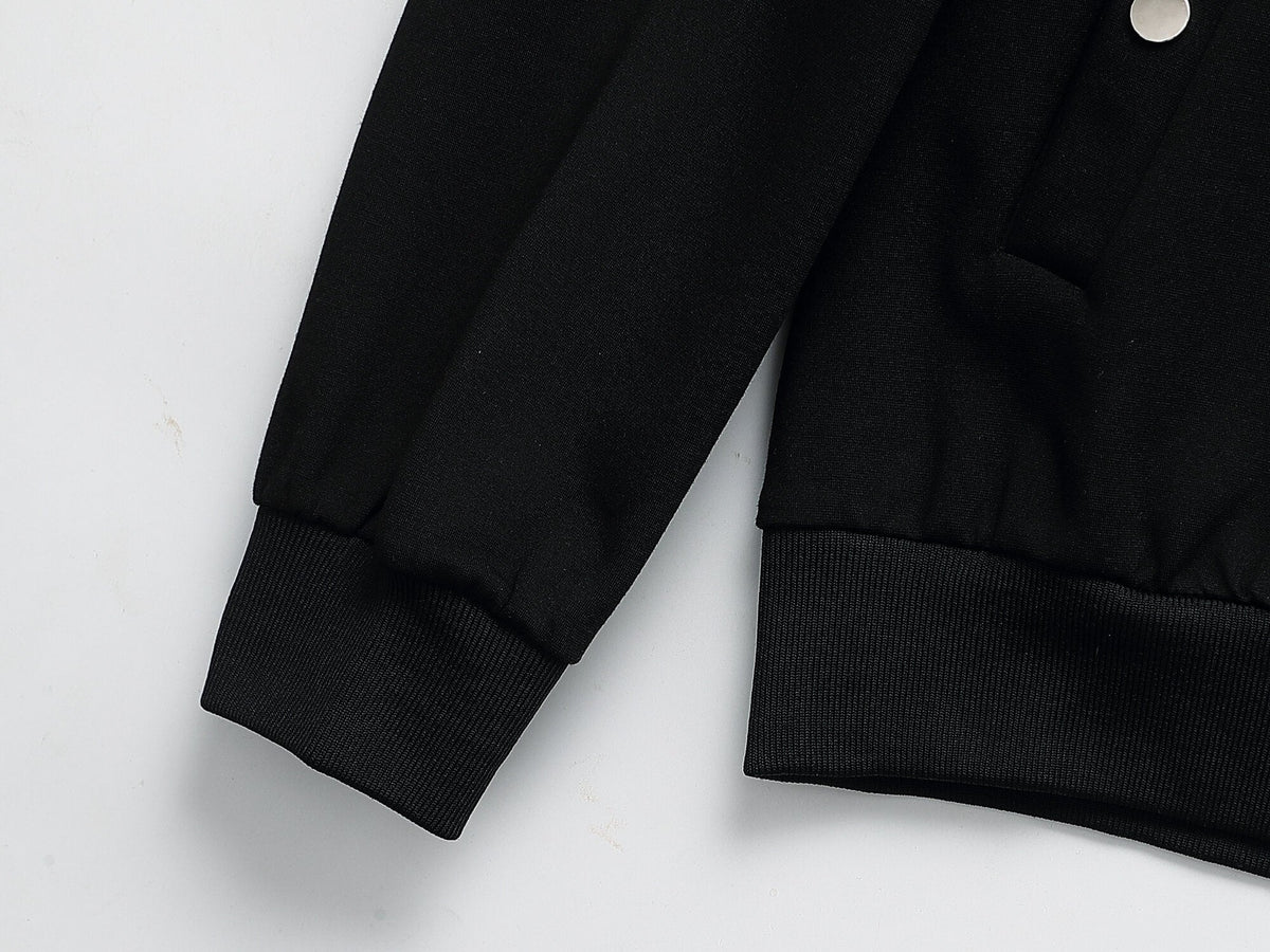 Moncler Tricolor Striped Patch Tracksuit Black Technical Jersey