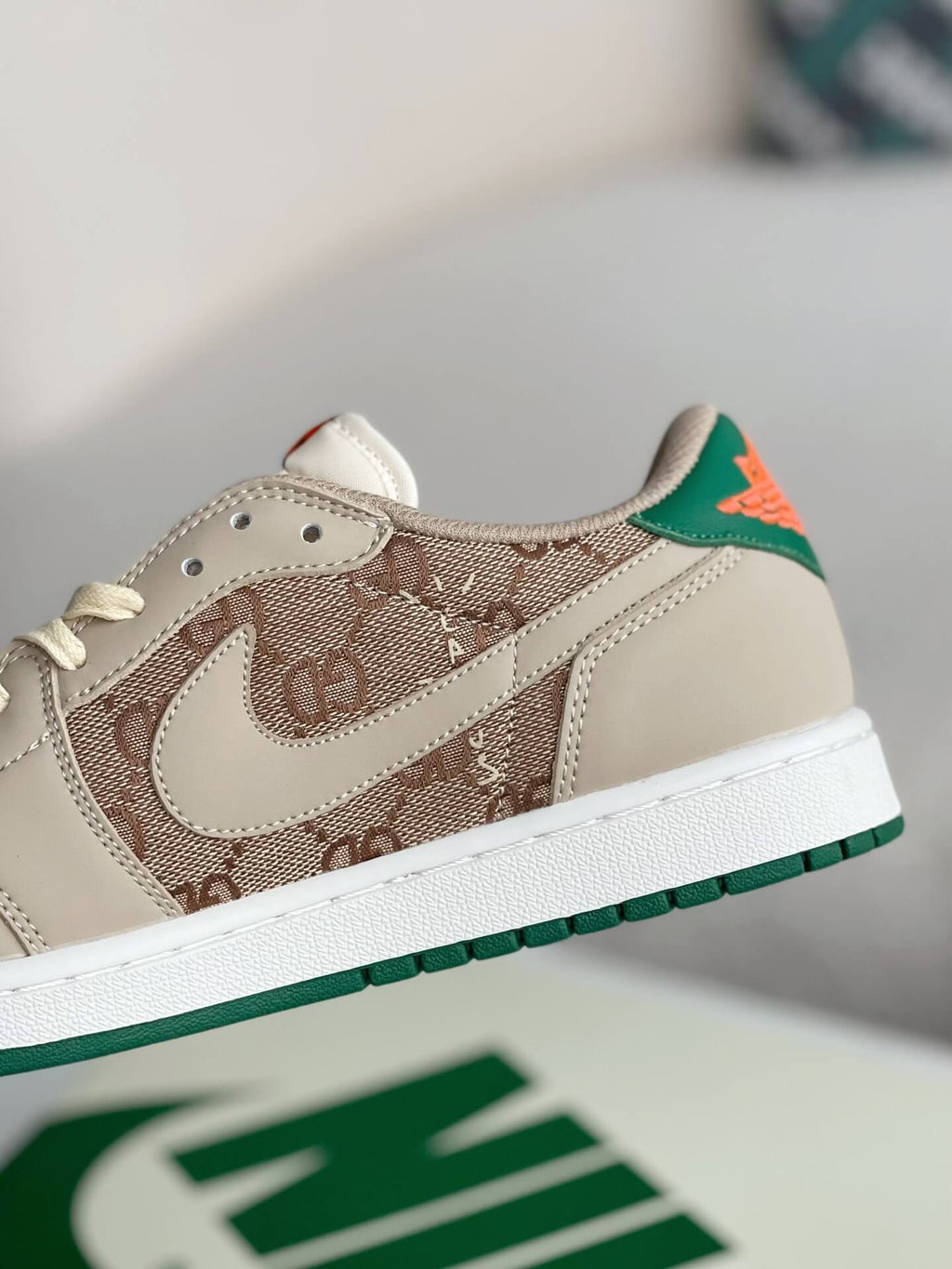 Nike Dunk Low x Gucci Custom – Beige GG Supreme & Green Leather