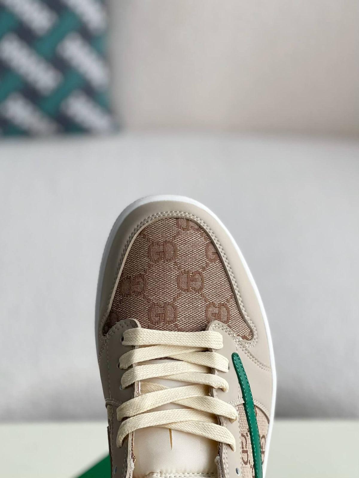 Nike Dunk Low x Gucci Custom – Beige GG Supreme & Green Leather